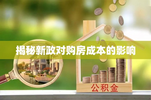 新邱揭秘新政对购房成本的影响